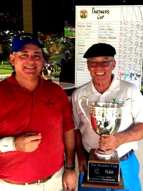 SBPLGC President Lew Murez and Kevin Draper with the Kessler Cup